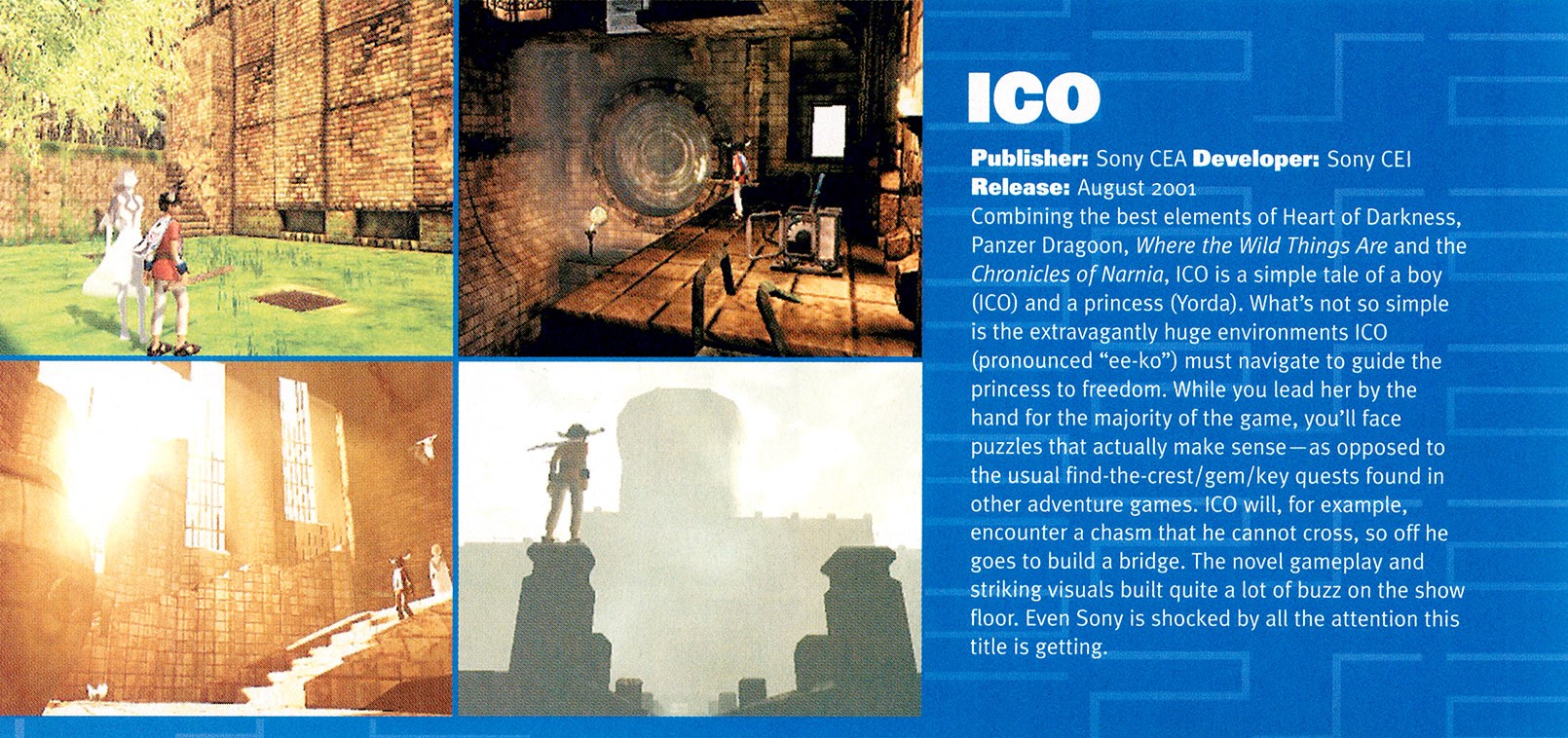 Image: A clipping from a magazine, featuring four images from e-koʊ and a review.