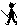 Image: A tiny, black, pixelated e-koʊ walking and looking around