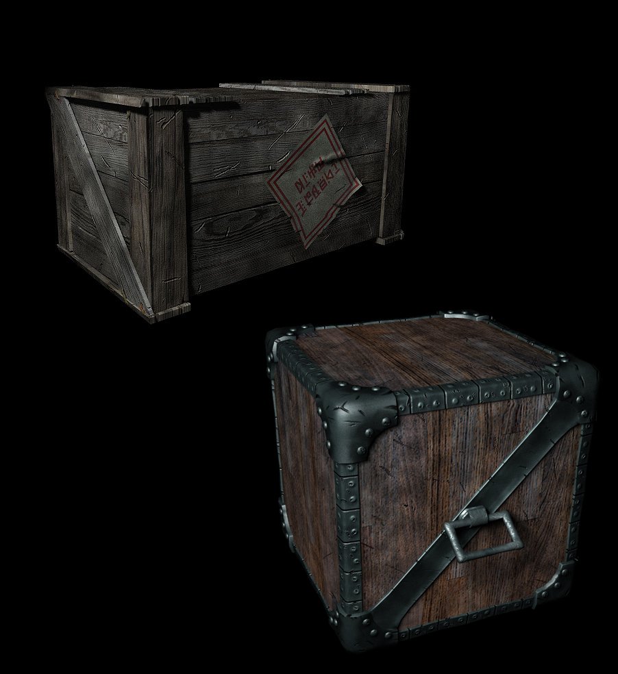 Image: Two detailed 3D renders, one is of the crate, the other, a prototype box.